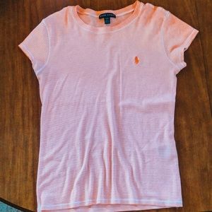 Orange and White Striped Polo Tee💥